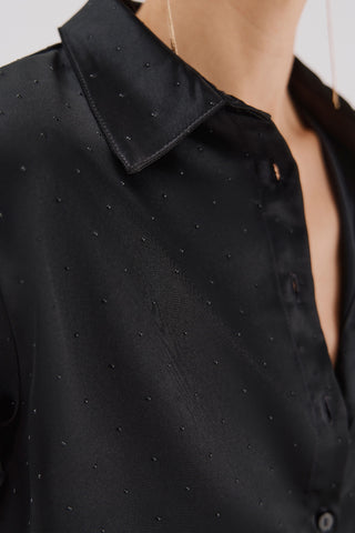 Camisa Manga Larga Satinada con Brillos