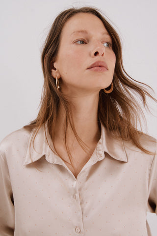 Camisa Manga Larga Satinada con Brillos