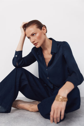 Camisa Manga Larga con Tejido Satinado