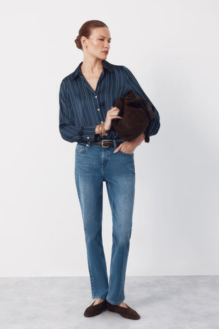 Camisa Manga Larga con Tejido Satinado