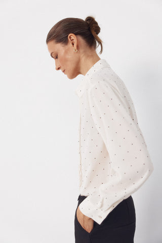 Camisa Manga Larga con Estampado Puntos