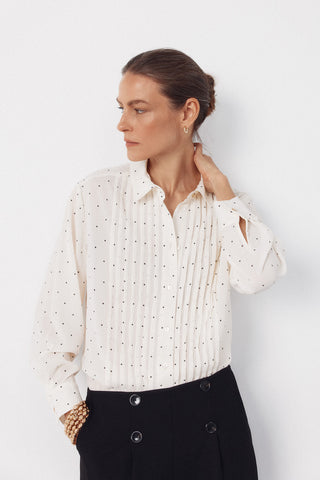 Camisa Manga Larga con Estampado Puntos
