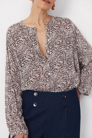 Camisa Manga Larga con Cuello Redondo