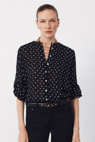 Camisa Manga Larga con Cuello Redondo