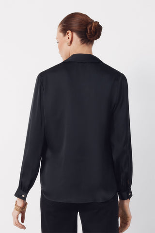 Camisa Manga Larga Satinada con Lazada
