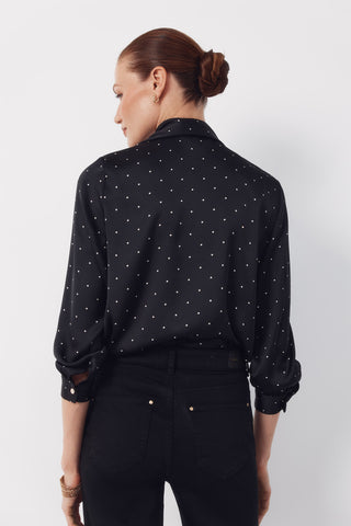 Camisa Manga Larga Satinada con Lazada