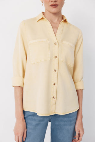 Camisa Denim Manga Larga con Bolsillos