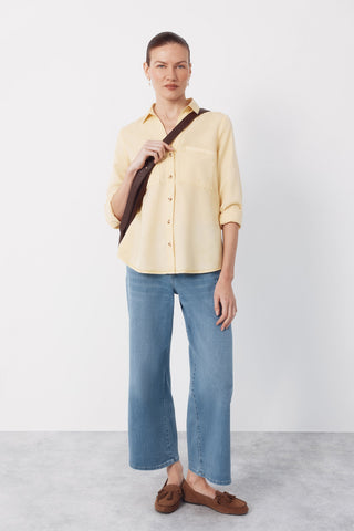 Camisa Denim Manga Larga con Bolsillos