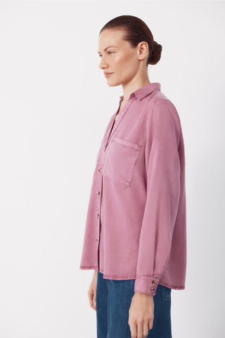 Camisa Denim Manga Larga con Bolsillos