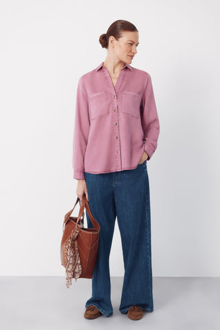Camisa Denim Manga Larga con Bolsillos