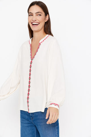 Blusa con Escote Pico y Bordado