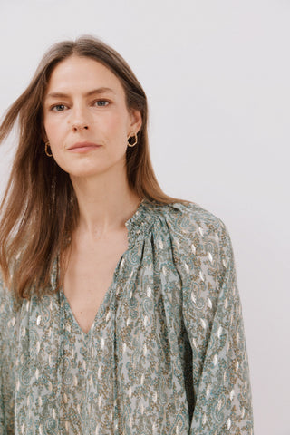 Blusa Manga Larga Semitransparente con Estampado