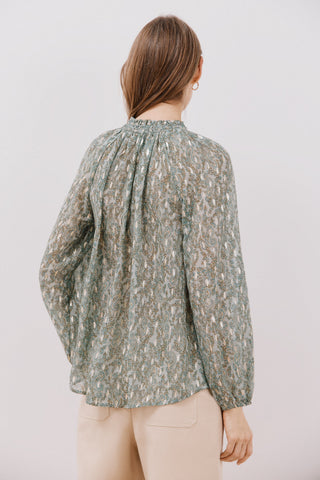 Blusa Manga Larga Semitransparente con Estampado
