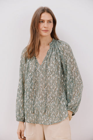 Blusa Manga Larga Semitransparente con Estampado
