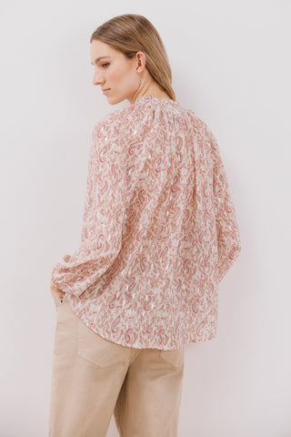 Blusa Manga Larga Semitransparente con Estampado