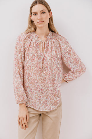 Blusa Manga Larga Semitransparente con Estampado
