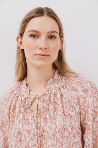 Blusa Manga Larga Semitransparente con Estampado