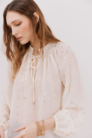 Blusa Manga Larga Semitransparente con Estampado