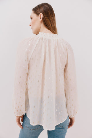 Blusa Manga Larga Semitransparente con Estampado