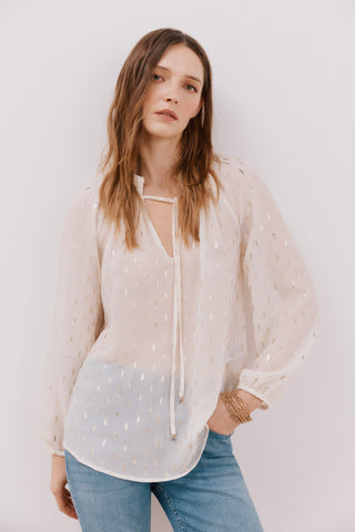 Blusa Manga Larga Semitransparente con Estampado