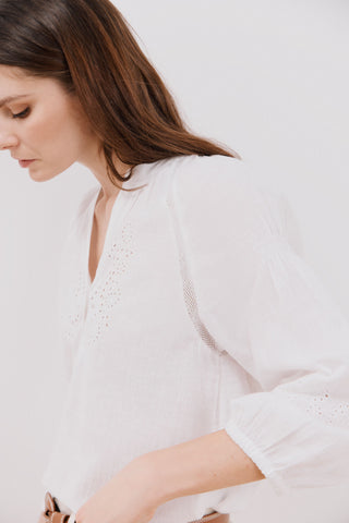 Blusa Manga Larga con Detalle de Encaje