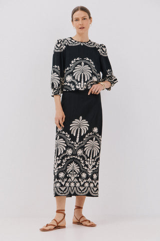 Enagua Recta con Estampado Floral.
