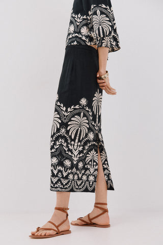 Enagua Recta con Estampado Floral.