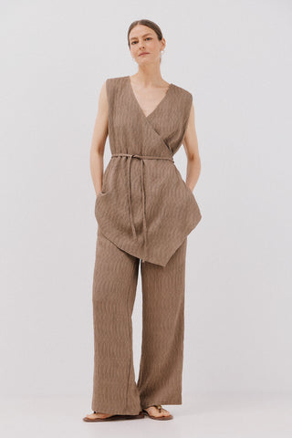 Pantalón con Cintura Elástica Efecto Arrugado.