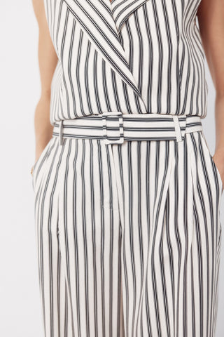 Pantalón con Cinturón Estampado Rayas