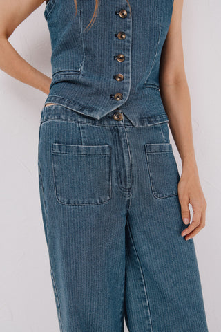 Jeans Talle Alto con Bolsillos