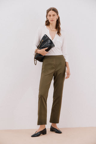 Pantalón Recto con Cintura Elástica
