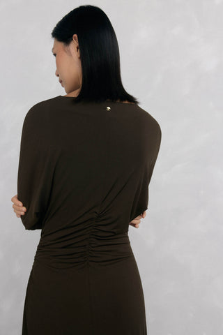 Vesrido Manga Larga con Detalle Fruncido