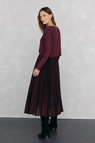 Vestido Manga Larga con Tejido Plisado