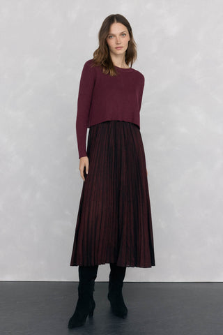 Vestido Manga Larga con Tejido Plisado