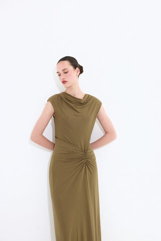 E. Vestido M/S Drapeado Circular.