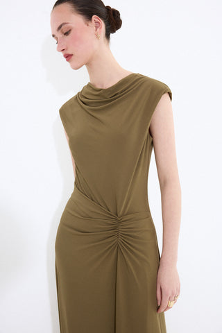 E. Vestido M/S Drapeado Circular.