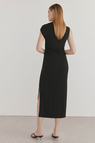 Vestido Midi Asimétrico con Detalle Fruncido