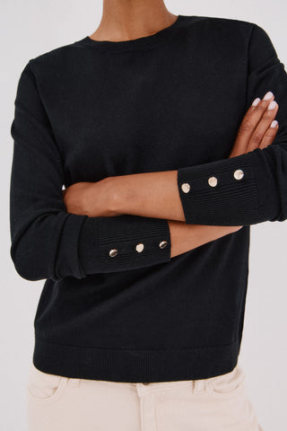 Sudadera Cuello Redondo con Detalles Acanalados.