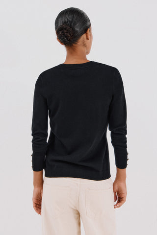 Sudadera Cuello Redondo con Detalles Acanalados.