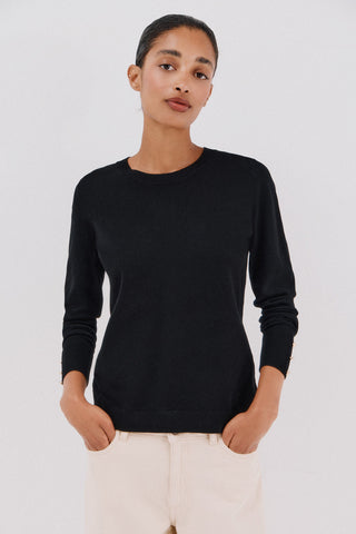 Sudadera Cuello Redondo con Detalles Acanalados.