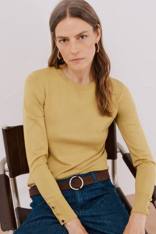 Sudadera Cuello Redondo con Detalles Acanalados.