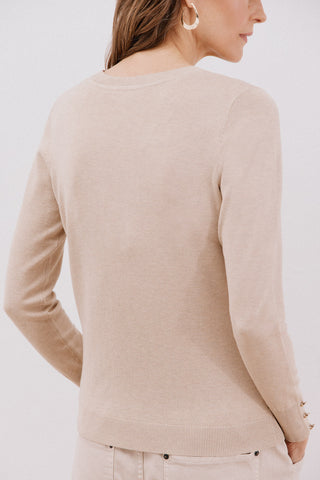 Sudadera Cuello Redondo con Detalles Acanalados