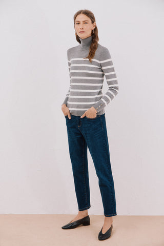 Sudadera Cuello Alto con Estampado Rayas