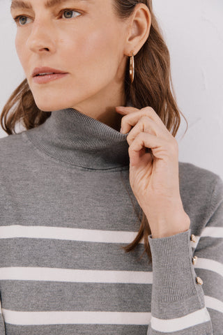 Sudadera Cuello Alto con Estampado Rayas