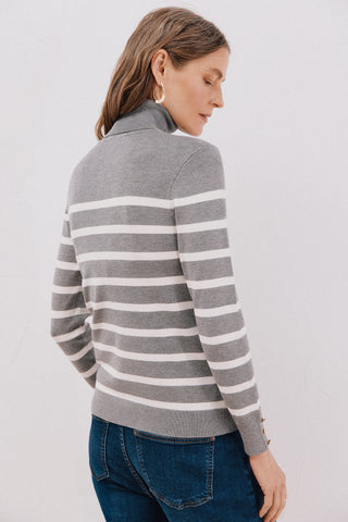 Sudadera Cuello Alto con Estampado Rayas