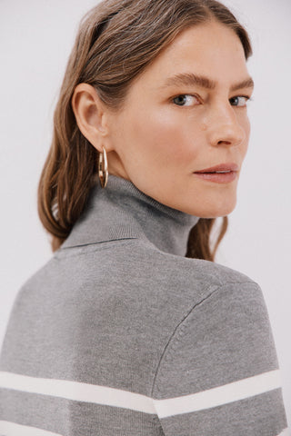 Sudadera Cuello Alto con Estampado Rayas