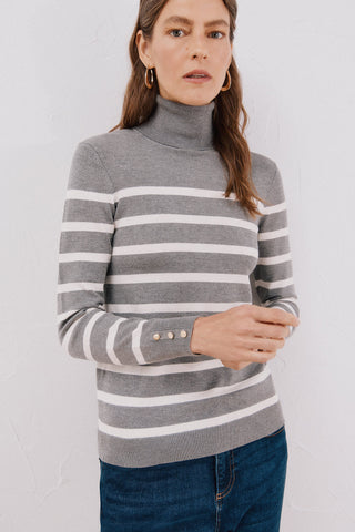 Sudadera Cuello Alto con Estampado Rayas