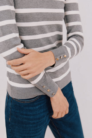 Sudadera Cuello Alto con Estampado Rayas