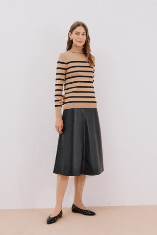 Sudadera Cuello Alto con Estampado Rayas