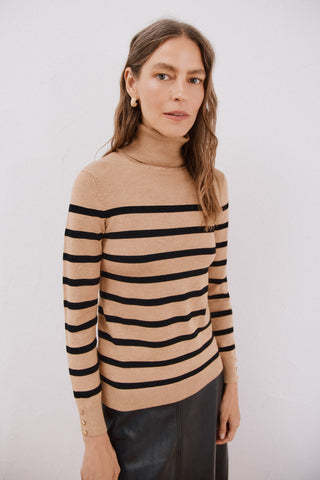 Sudadera Cuello Alto con Estampado Rayas